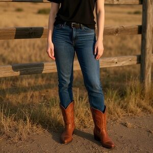 Vintage Brown Leather Cowboy Boots